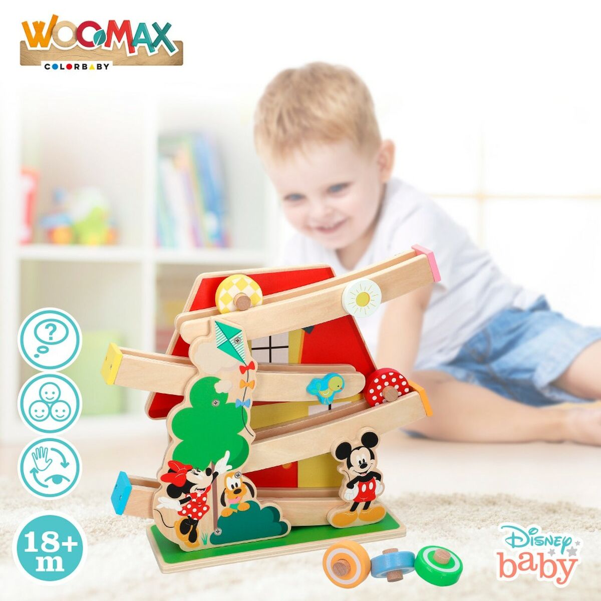 Bilbana i trä med ramper Disney 5 Delar 4 antal 33,5 x 28 x 9,5 cm - 4