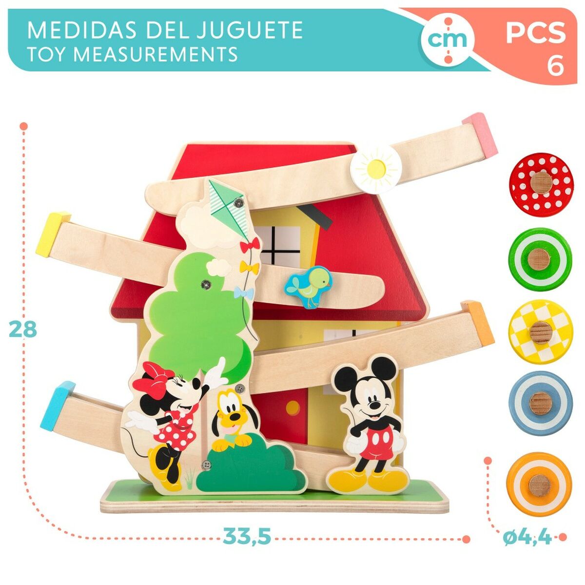 Bilbana i trä med ramper Disney 5 Delar 4 antal 33,5 x 28 x 9,5 cm - 3