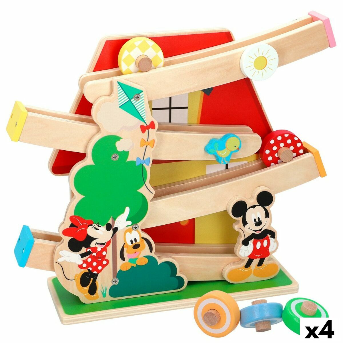 Bilbana i trä med ramper Disney 5 Delar 4 antal 33,5 x 28 x 9,5 cm