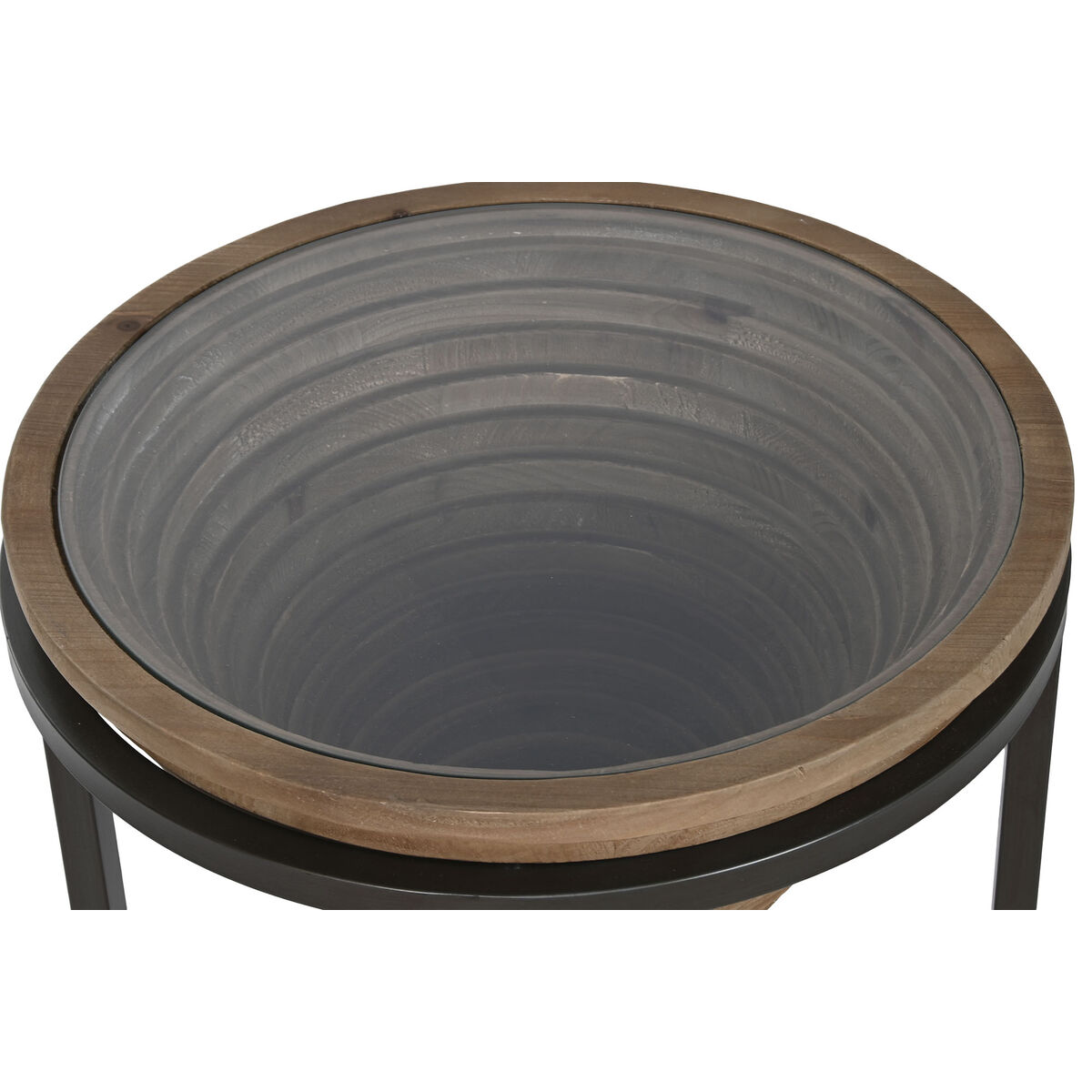 Sidobord Home ESPRIT Svart Naturell Glas Gran 46 x 46 x 55,5 cm - 4