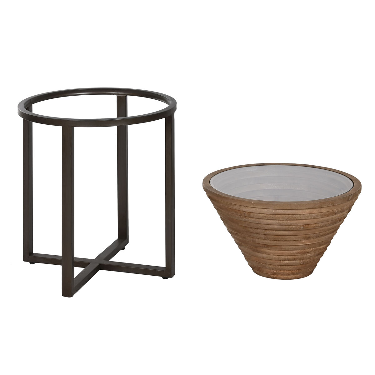 Sidobord Home ESPRIT Svart Naturell Glas Gran 46 x 46 x 55,5 cm - 5