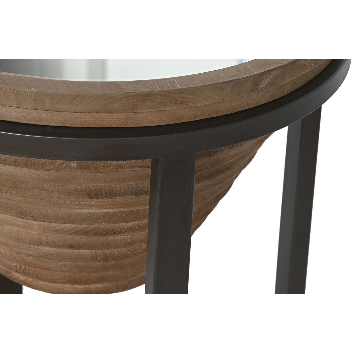 Sidobord Home ESPRIT Svart Naturell Glas Gran 46 x 46 x 55,5 cm - 3