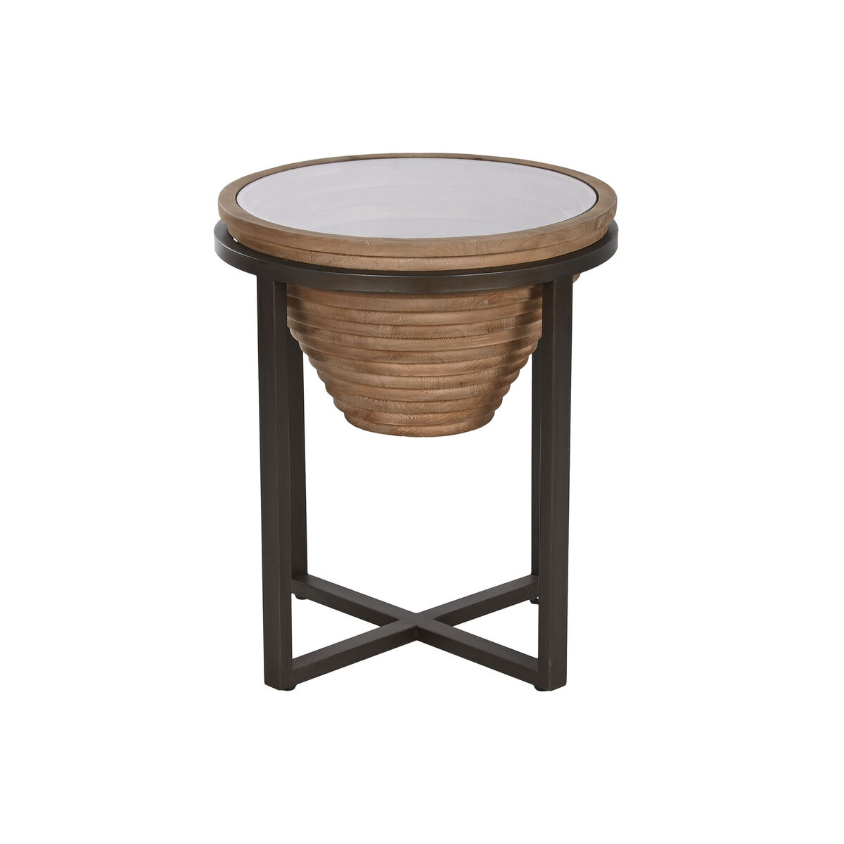 Sidobord Home ESPRIT Svart Naturell Glas Gran 46 x 46 x 55,5 cm - 2