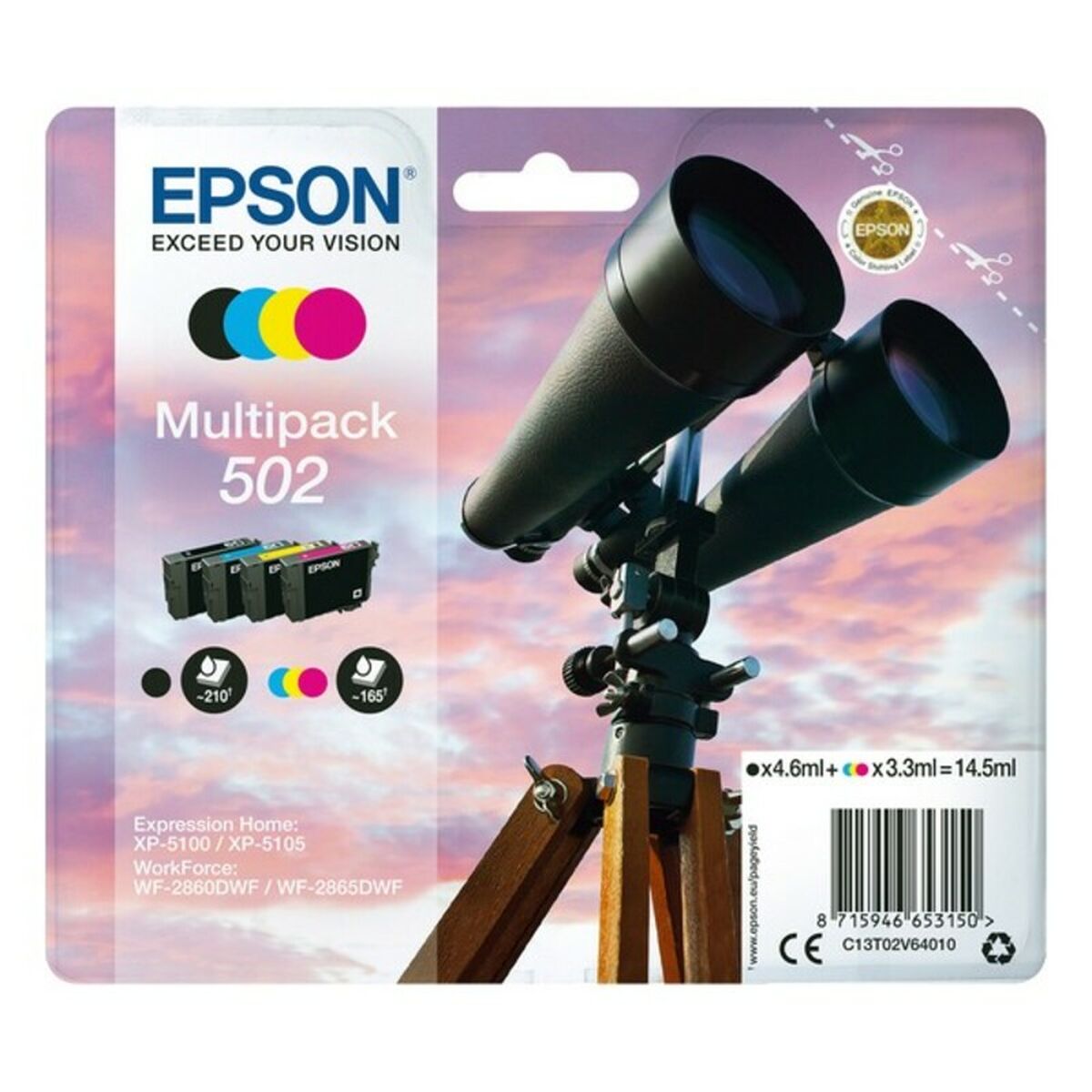 Patron Kompatibel Epson C13T02V64010 14,5 ml Svart Multicolour Svart/Cyan/Magenta/Gul - 2