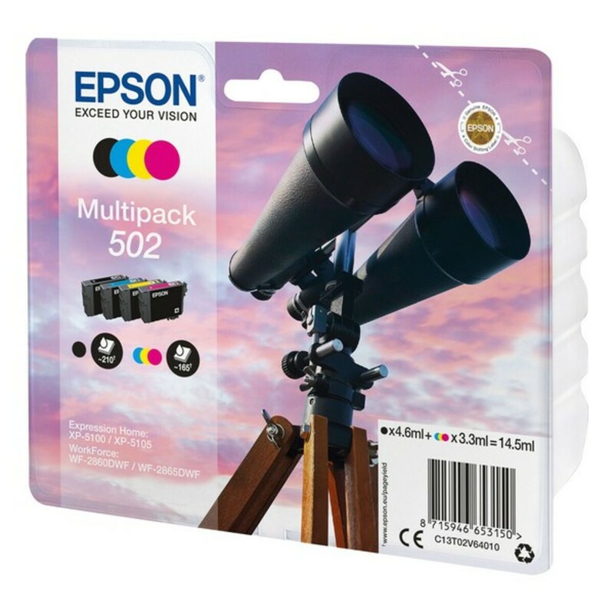 Patron Kompatibel Epson C13T02V64010 14,5 ml Svart Multicolour Svart/Cyan/Magenta/Gul - 3