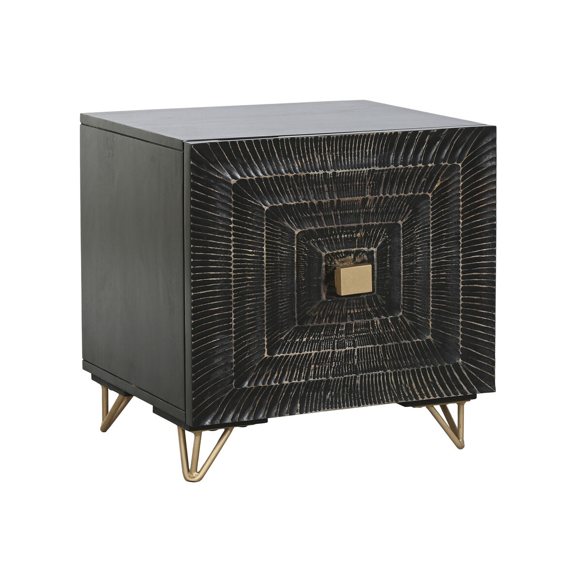 Nattduksbord Home ESPRIT Svart Gyllene 50 x 40 x 50 cm