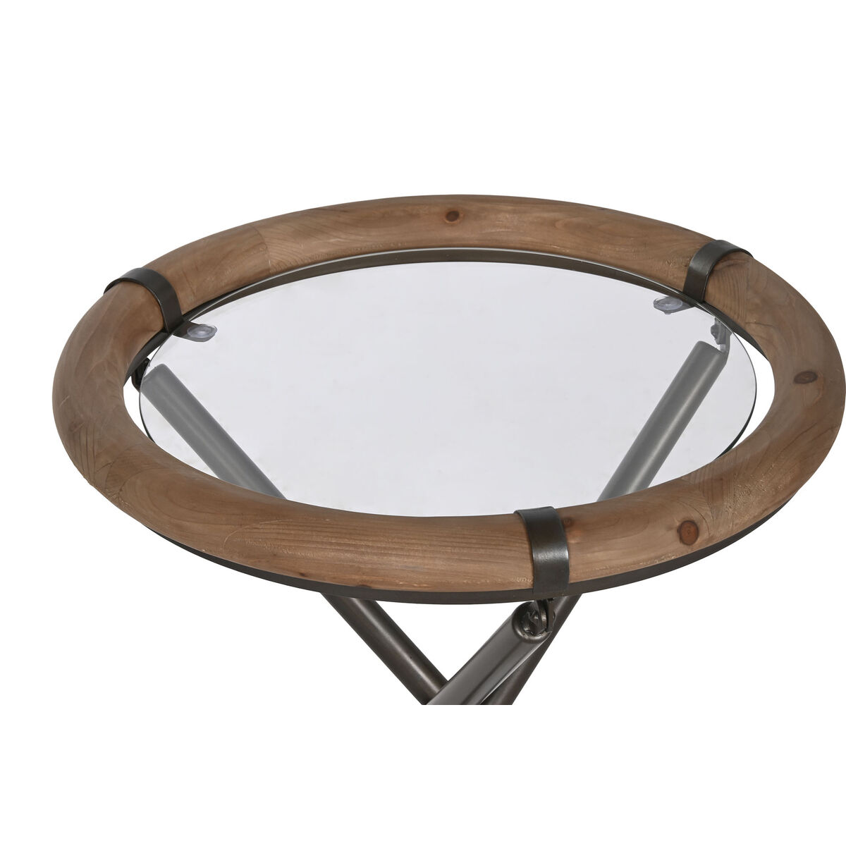 2-bordsset Home ESPRIT Svart Naturell Glas Gran 65 x 65 x 66 cm - 4
