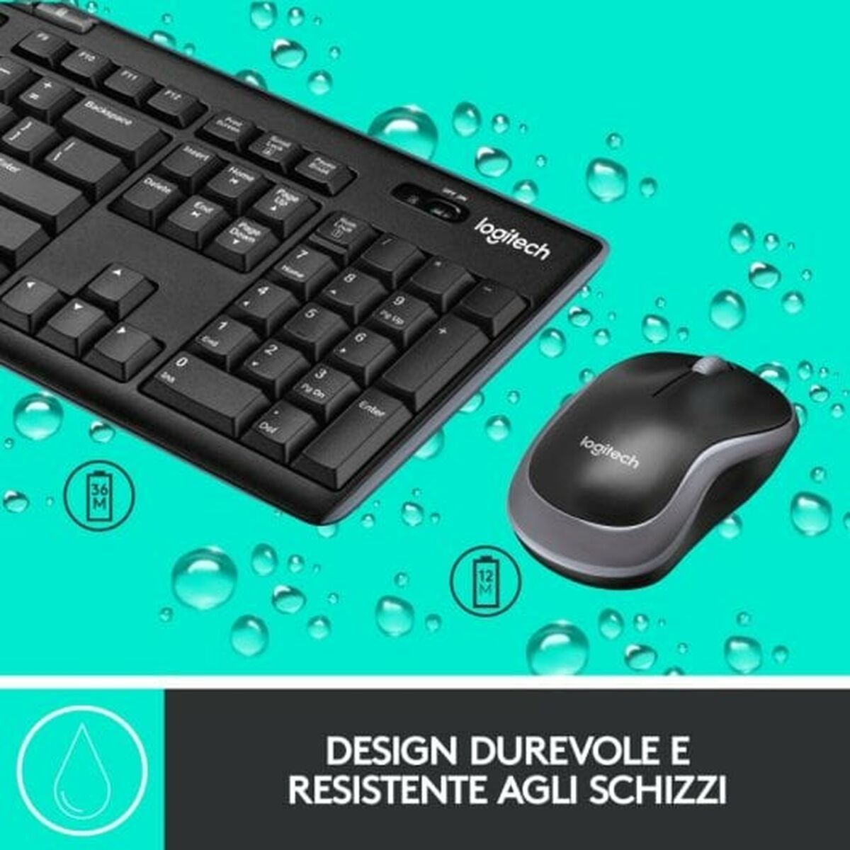 Trådlöst Tangentbord och Mus Logitech 920-004512 Svart Qwerty Italienska - 5