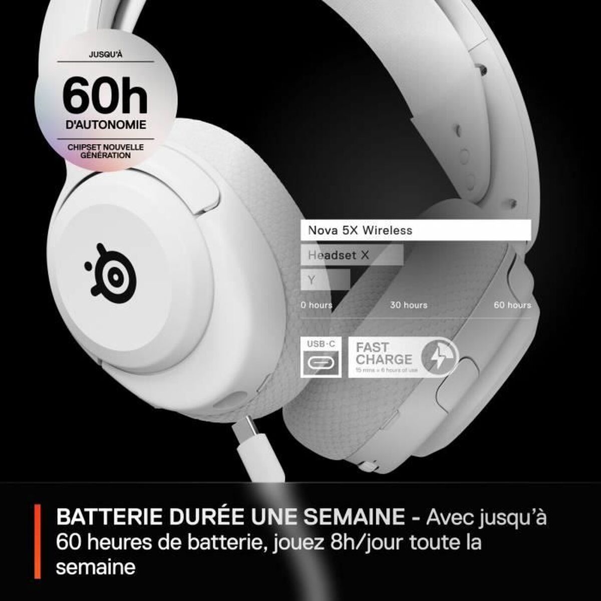 Hörlurar med Mikrofon SteelSeries Arctis Nova 5X Vit - 6