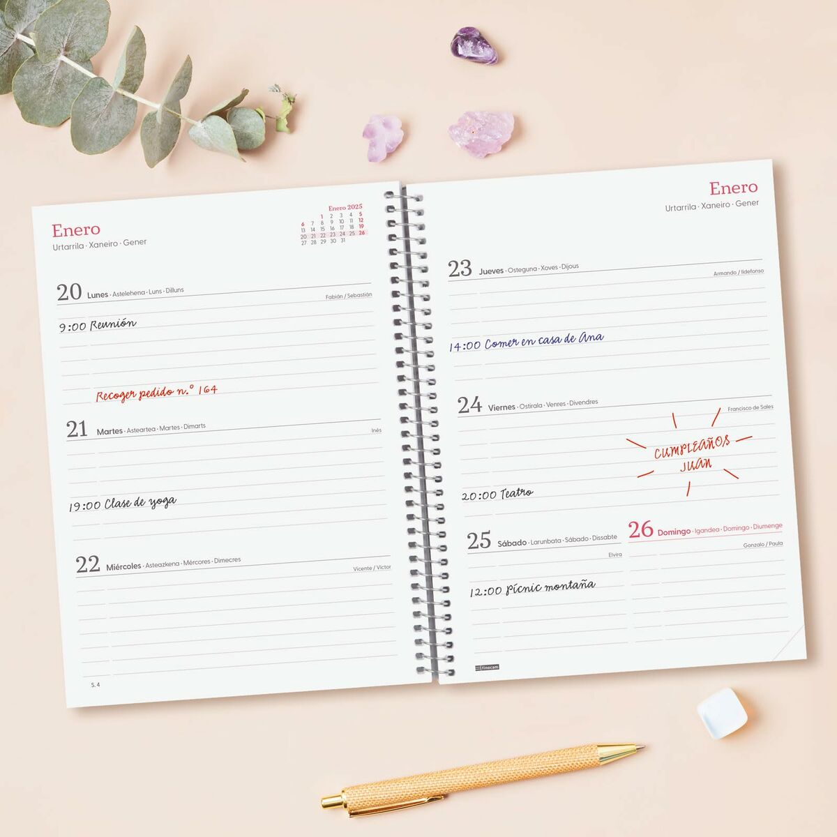 Dagbok Finocam DESIGN COLLECTION A5 15,5 x 21,2 cm 2025 Blommig - 3