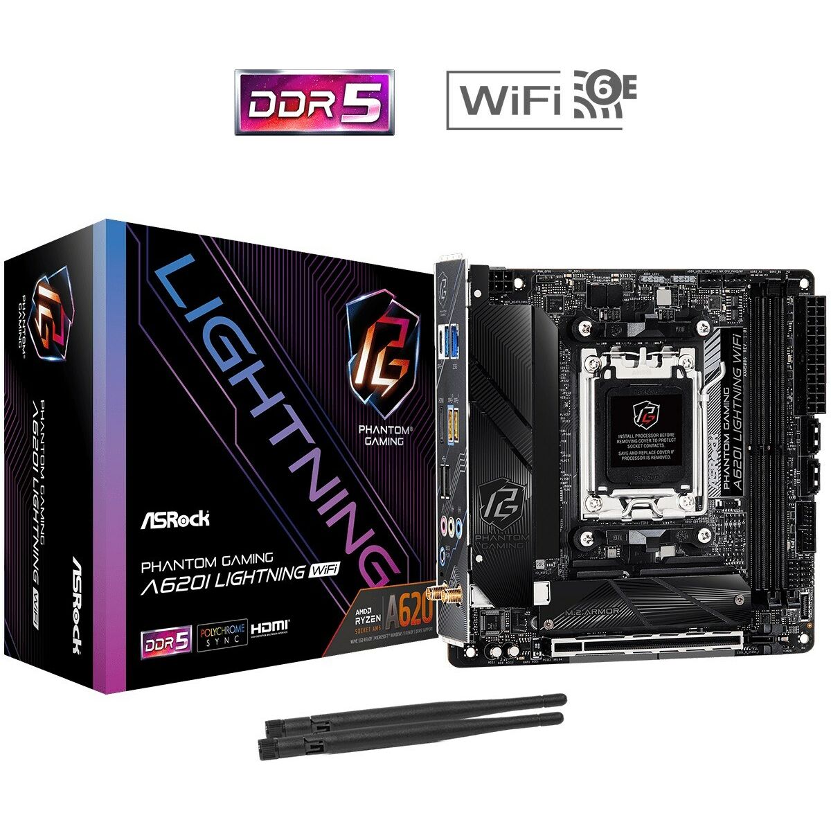 Moderkort ASRock A620I LIGHTNING WIFI Intel Wi-Fi 6 AMD AM5 AMD A620 - 2