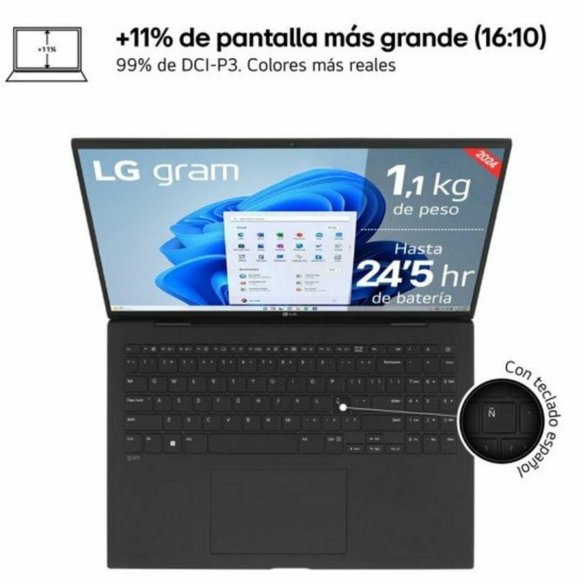 Bärbar dator LG 16ZD90S-G.AX75B 16" Intel Core Ultra 7 155H 16 GB RAM 512 GB SSD Qwerty Spanska - 3