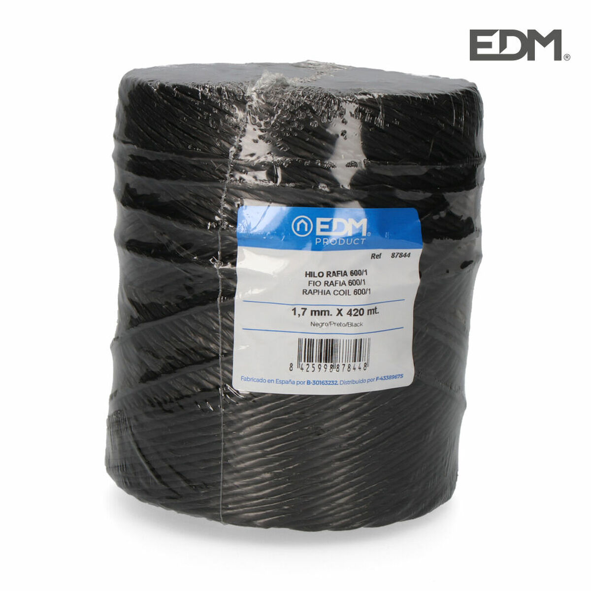 Bomullsspole EDM 87844 600/1 Svart Rafia