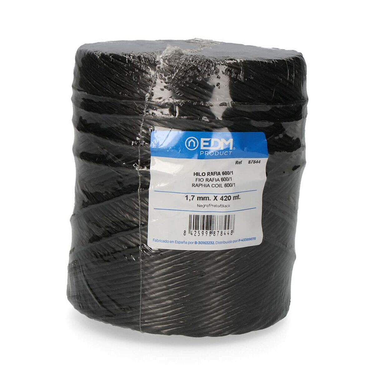Bomullsspole EDM 87844 600/1 Svart Rafia - 2