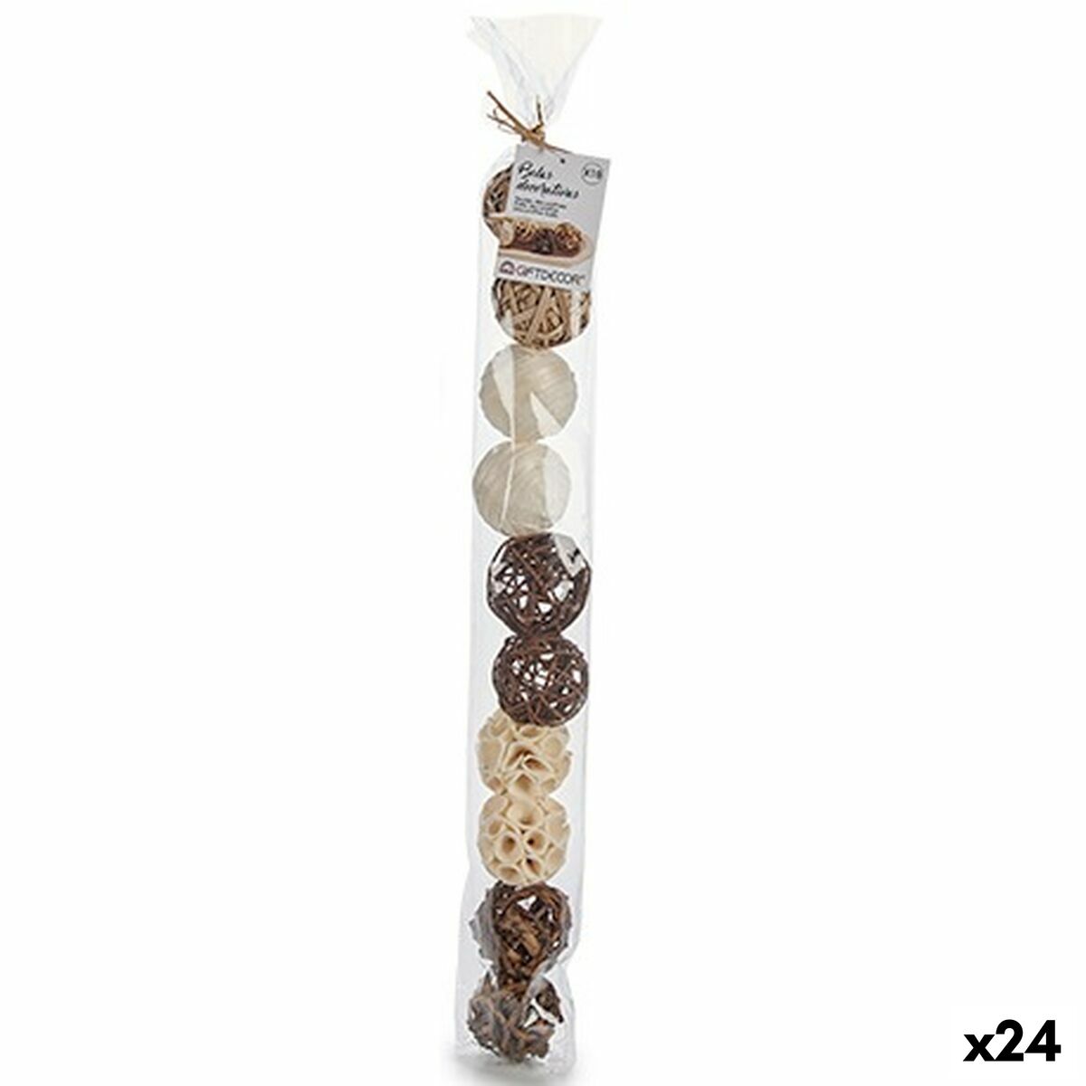 Dekorationsboll Gift Decor Vit Brun Svart 6 x 65 x 6 cm Naturell (24 antal)
