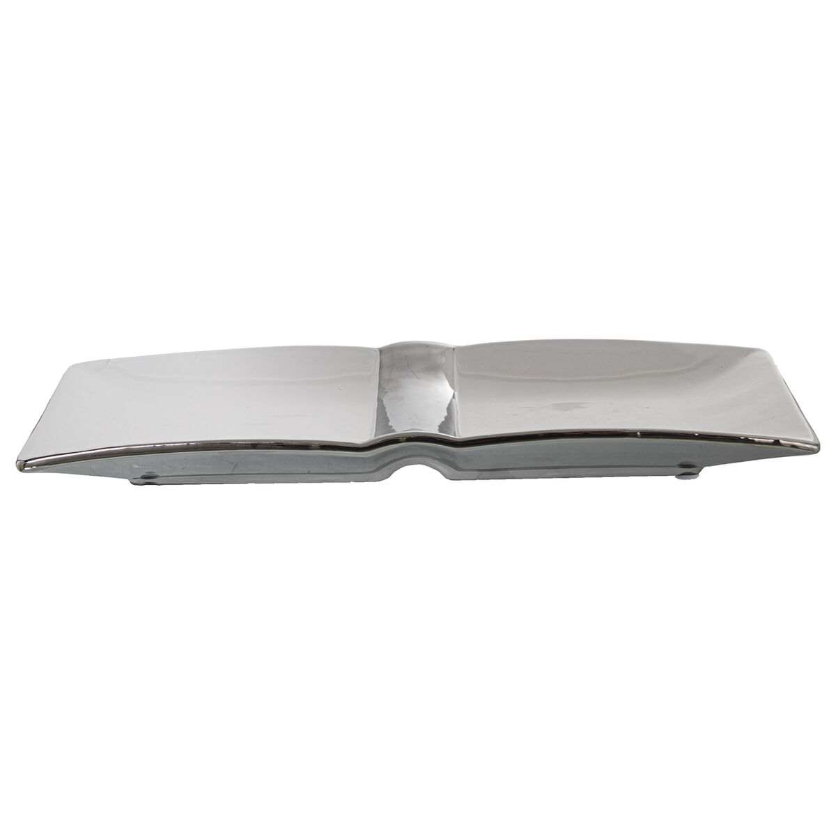 Bordsdekoration Alexandra House Living Vit Silvrig Keramik 31 x 14 x 3 cm