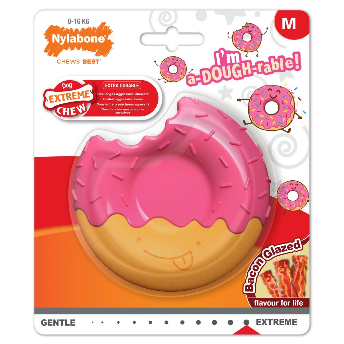 Hundleksak Nylabone Rosa Bacon M