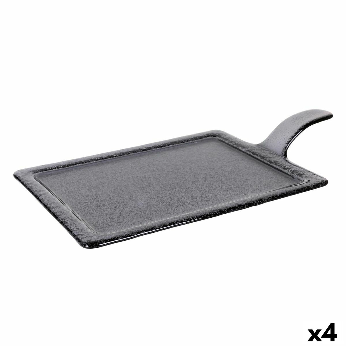 Bricka Viejo Valle Svart Glas 46 x 27 cm (4 antal)