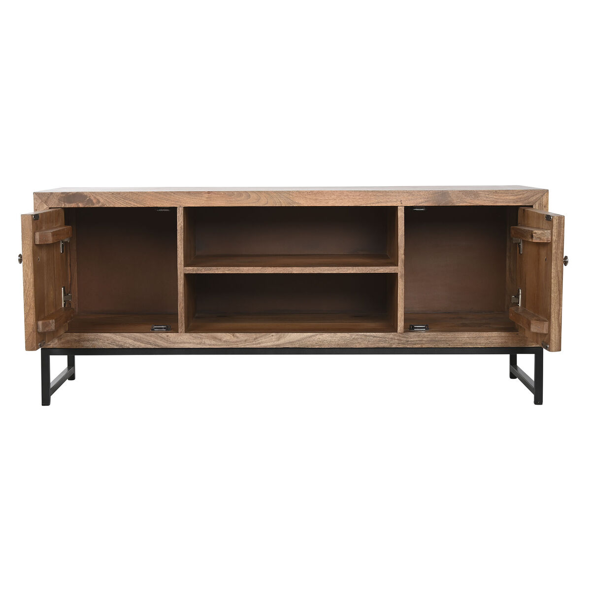 TV-möbler Home ESPRIT Brun Svart Silvrig Mangoträ Speglar 130 x 40 x 55,5 cm - 8