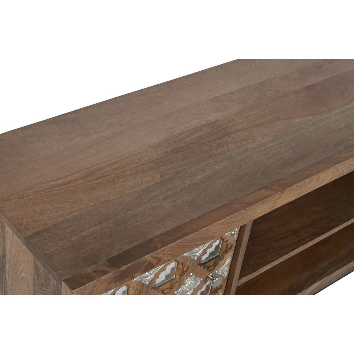 TV-möbler Home ESPRIT Brun Svart Silvrig Mangoträ Speglar 130 x 40 x 55,5 cm - 9