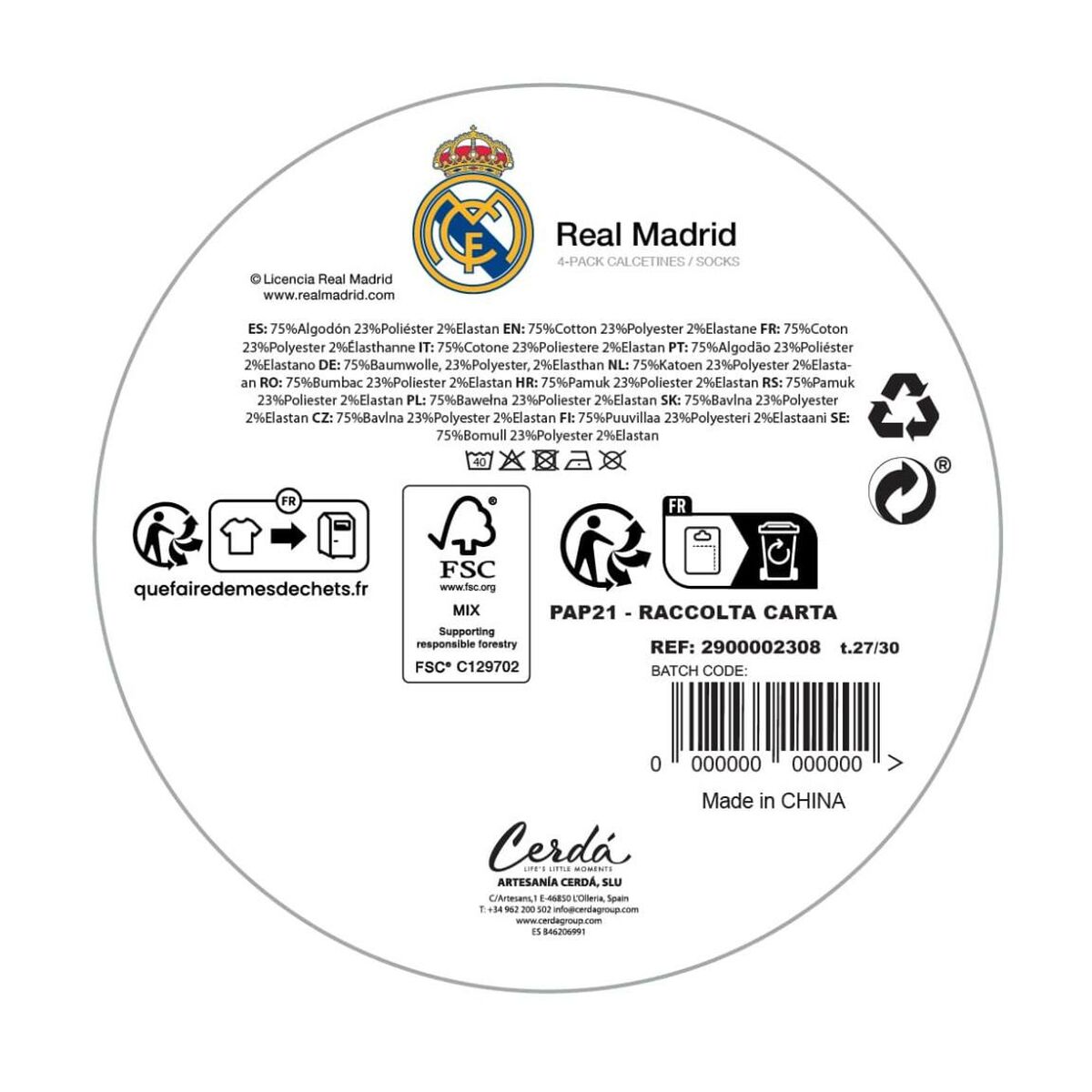 Strump paket Real Madrid C.F. Multicolour 4 Delar - 3