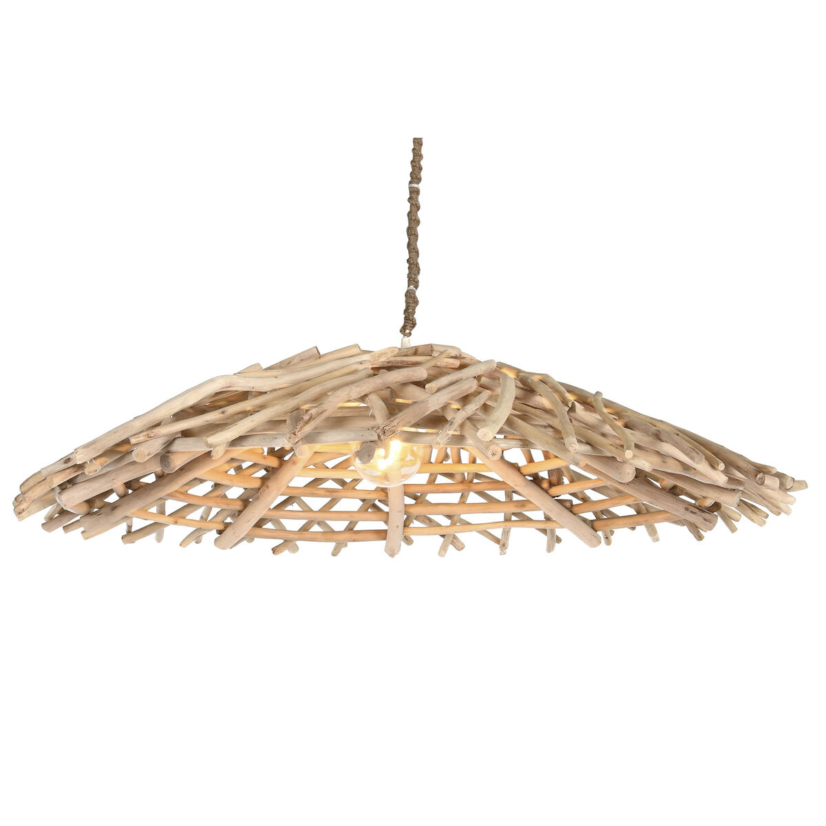 Taklampa Home ESPRIT Naturell Trä Eukalyptus trä 50 W 100 x 100 x 18 cm - 5