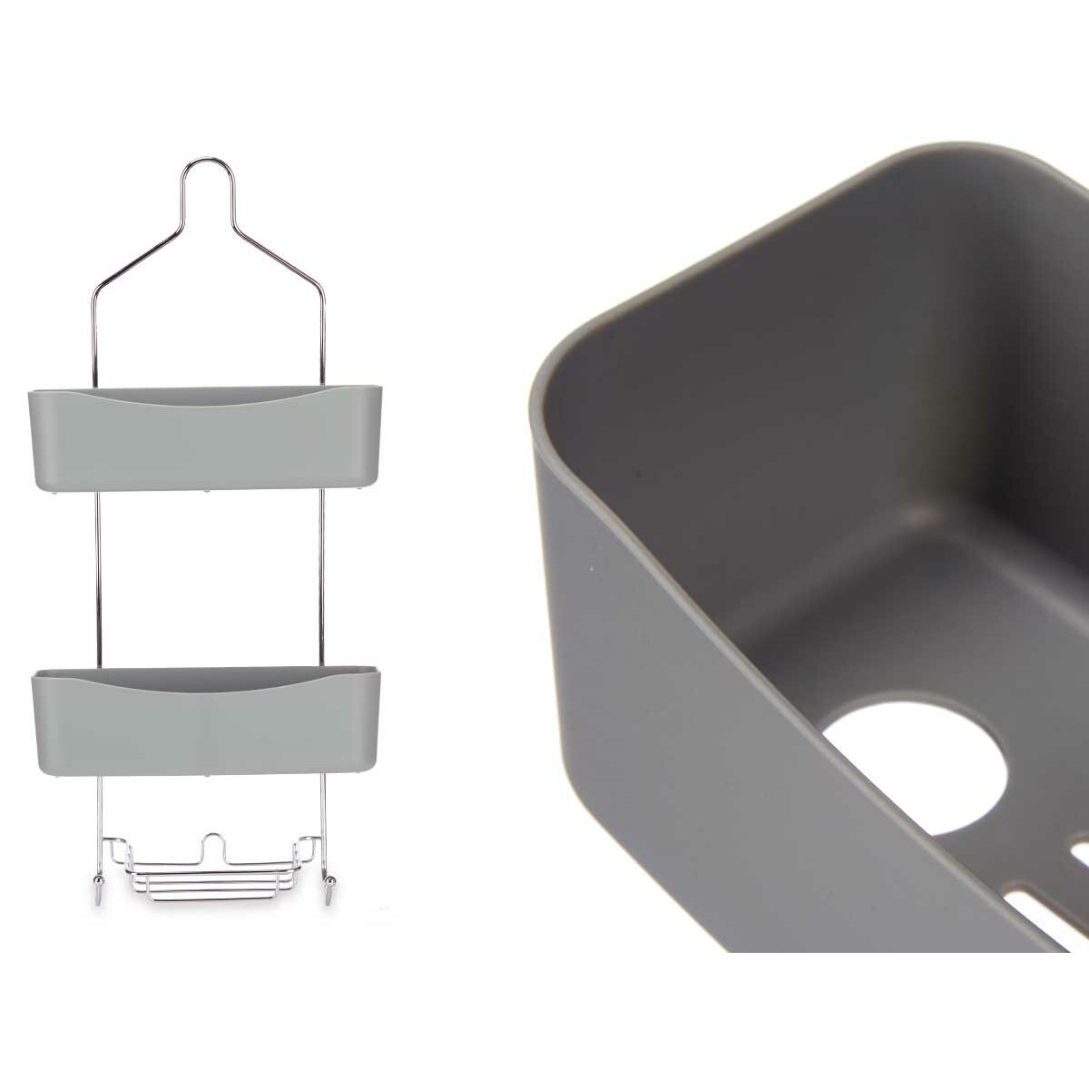Badrumshyllor Berilo Grå Metall Plast 28 x 60 x 14 cm (6 antal) - 5