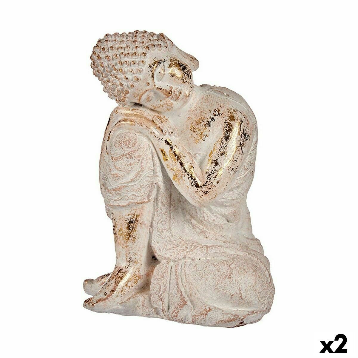 Dekorativ Trädgårdsfigur Ibergarden Polyresin Buddha 23 x 33 x 26 cm (2 antal) - 3