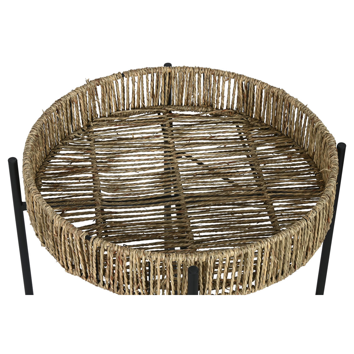 2-bordsset Home ESPRIT Svart Naturell Metall 49 x 49 x 44 cm - 4