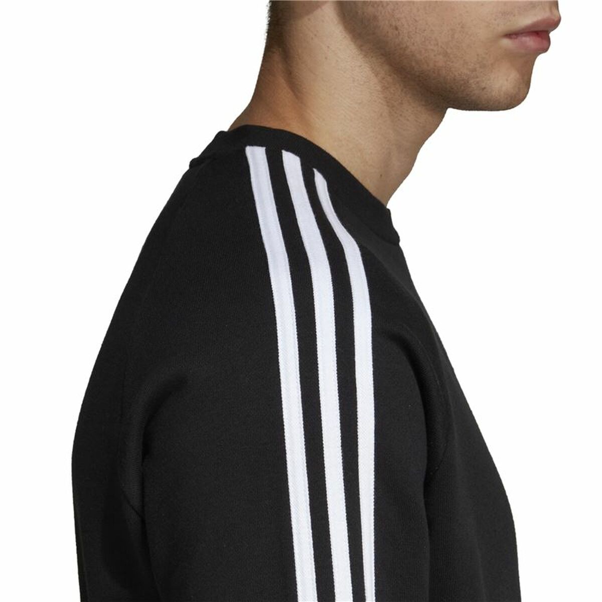 Tröja utan huva Herr Adidas 3 Stripes Svart - 5
