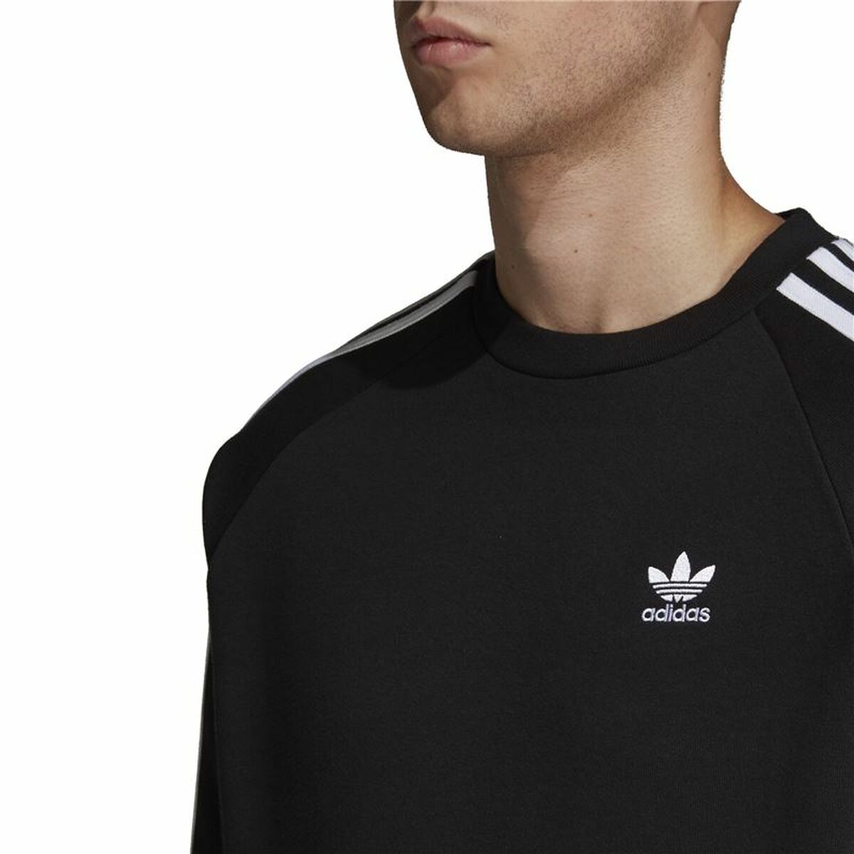 Tröja utan huva Herr Adidas 3 Stripes Svart - 4