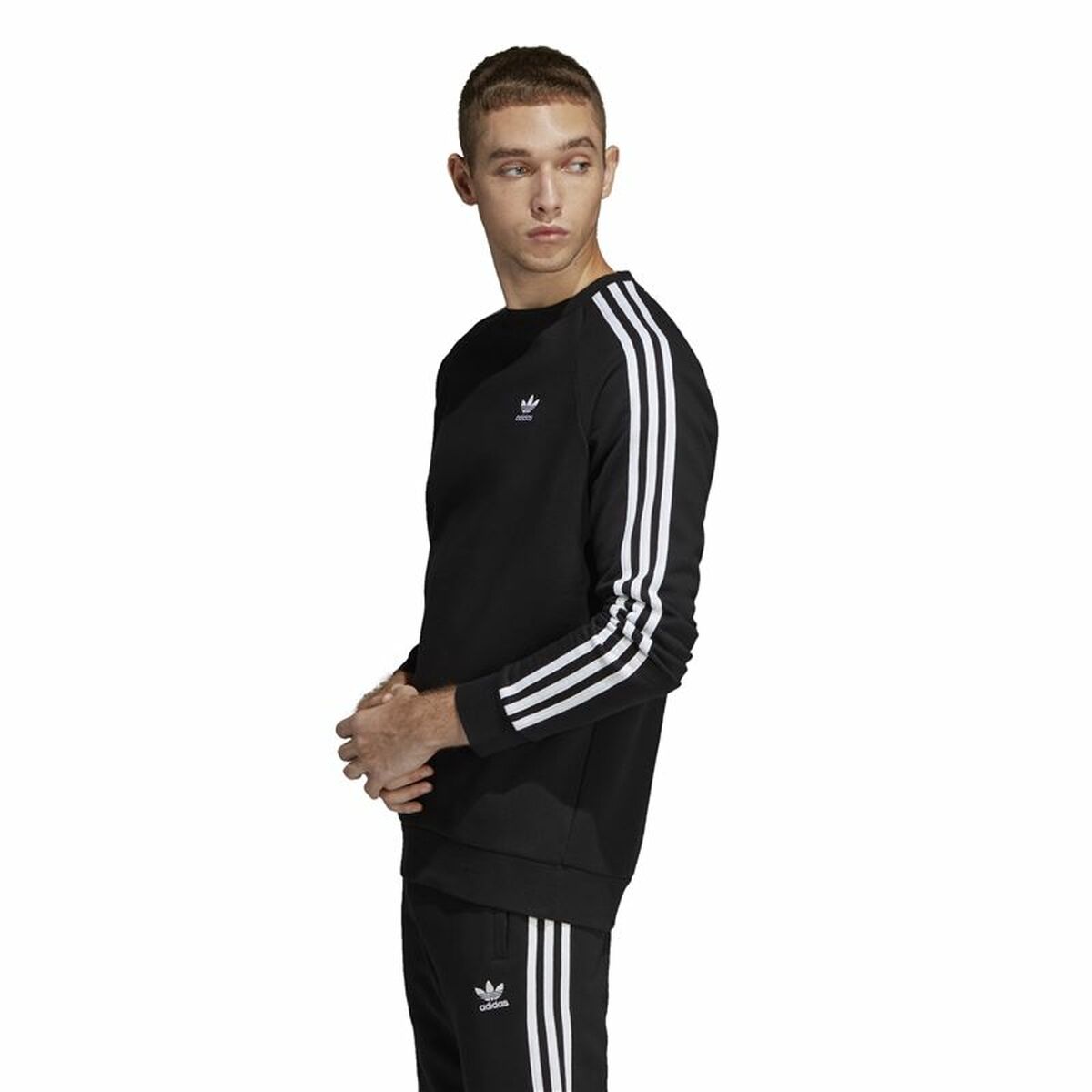 Tröja utan huva Herr Adidas 3 Stripes Svart - 2