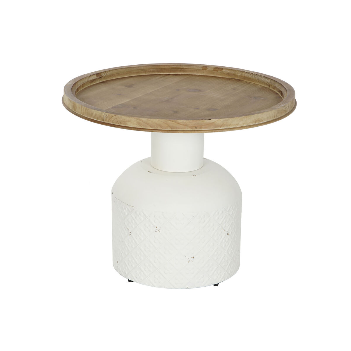 Sidobord DKD Home Decor Vit Naturell Metall Gran 61,5 x 61,5 x 51 cm