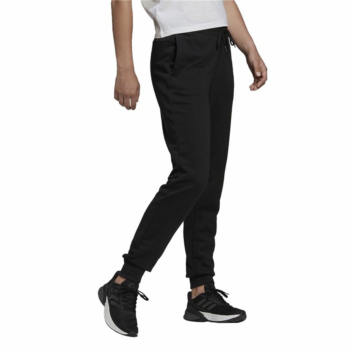 Långa träningsbyxor Adidas French Terry Logo Kvinna Svart - 4
