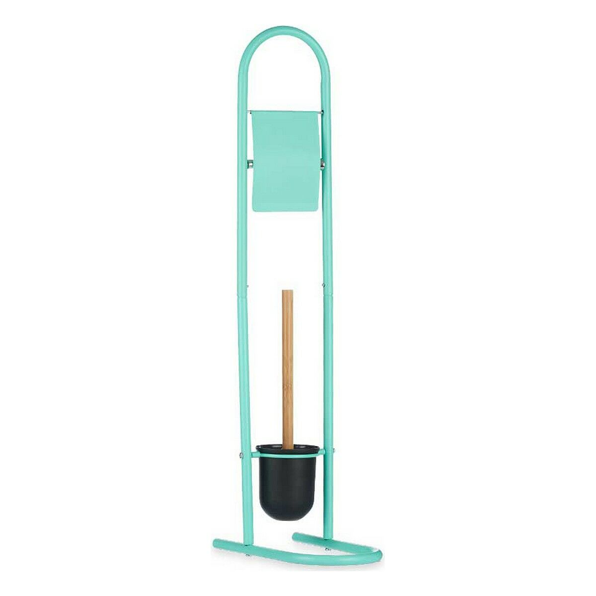 Toalettpappershållare med toalettborste 16 x 28,5 x 80,8 cm Metall Mint Plast Bambu (4 antal) - 5