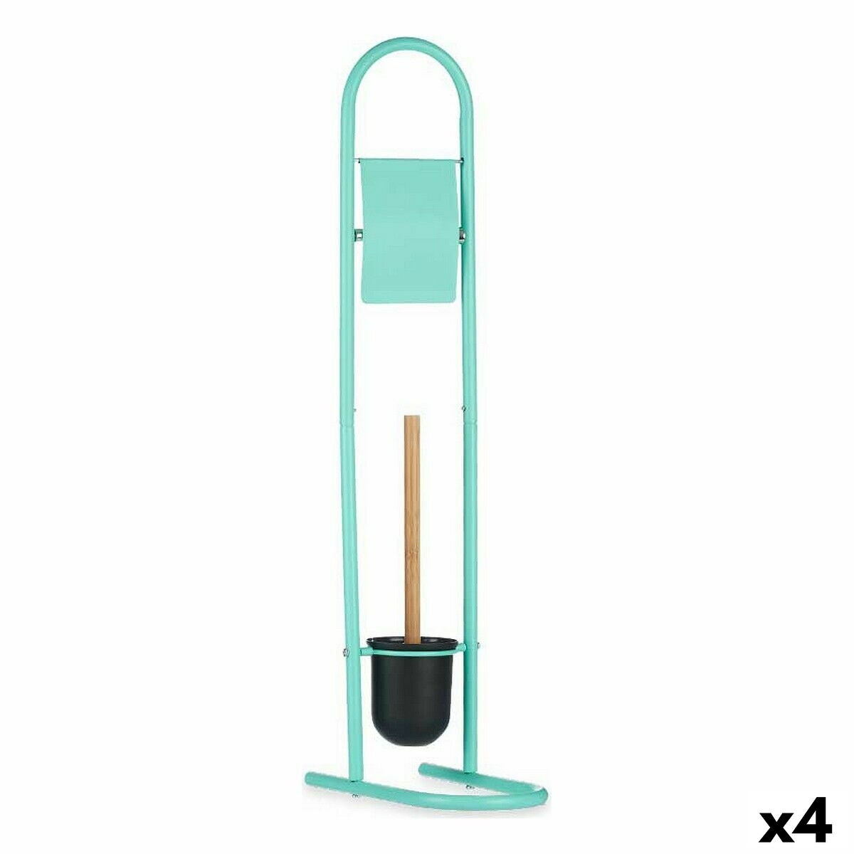 Toalettpappershållare med toalettborste 16 x 28,5 x 80,8 cm Metall Mint Plast Bambu (4 antal) - 3