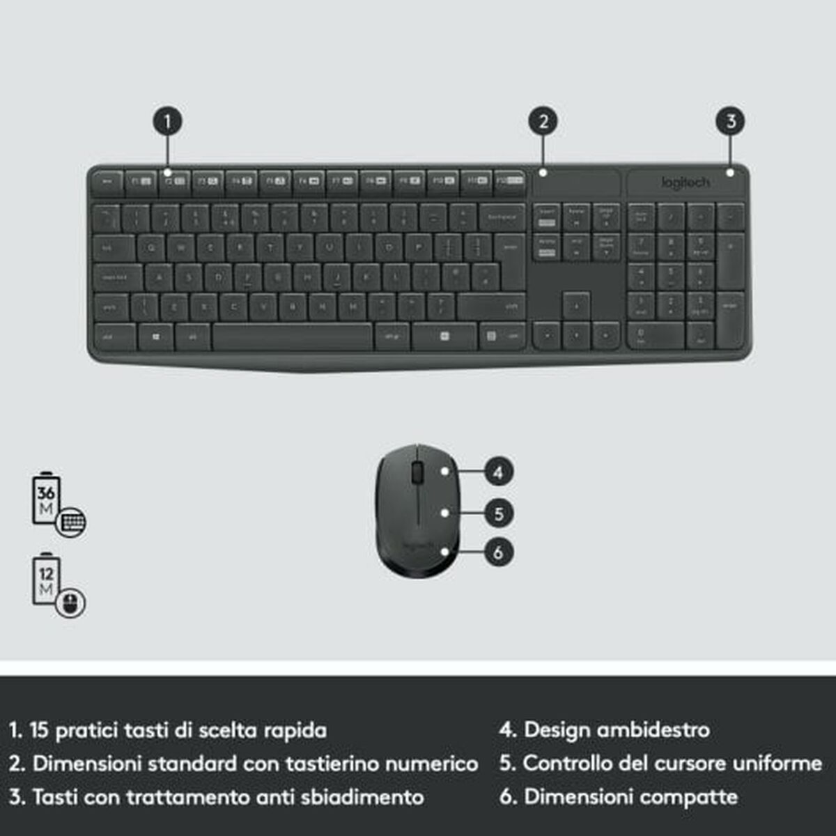 Tangentbord Logitech Grå QWERTY - 6