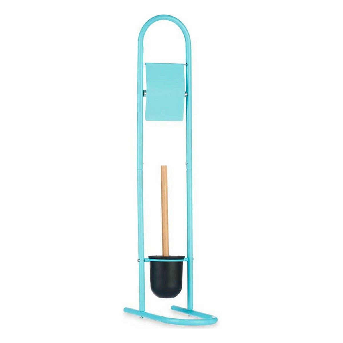Toalettpappershållare med toalettborste 16 x 28,5 x 80,8 cm Blå Metall Plast Bambu (4 antal) - 5