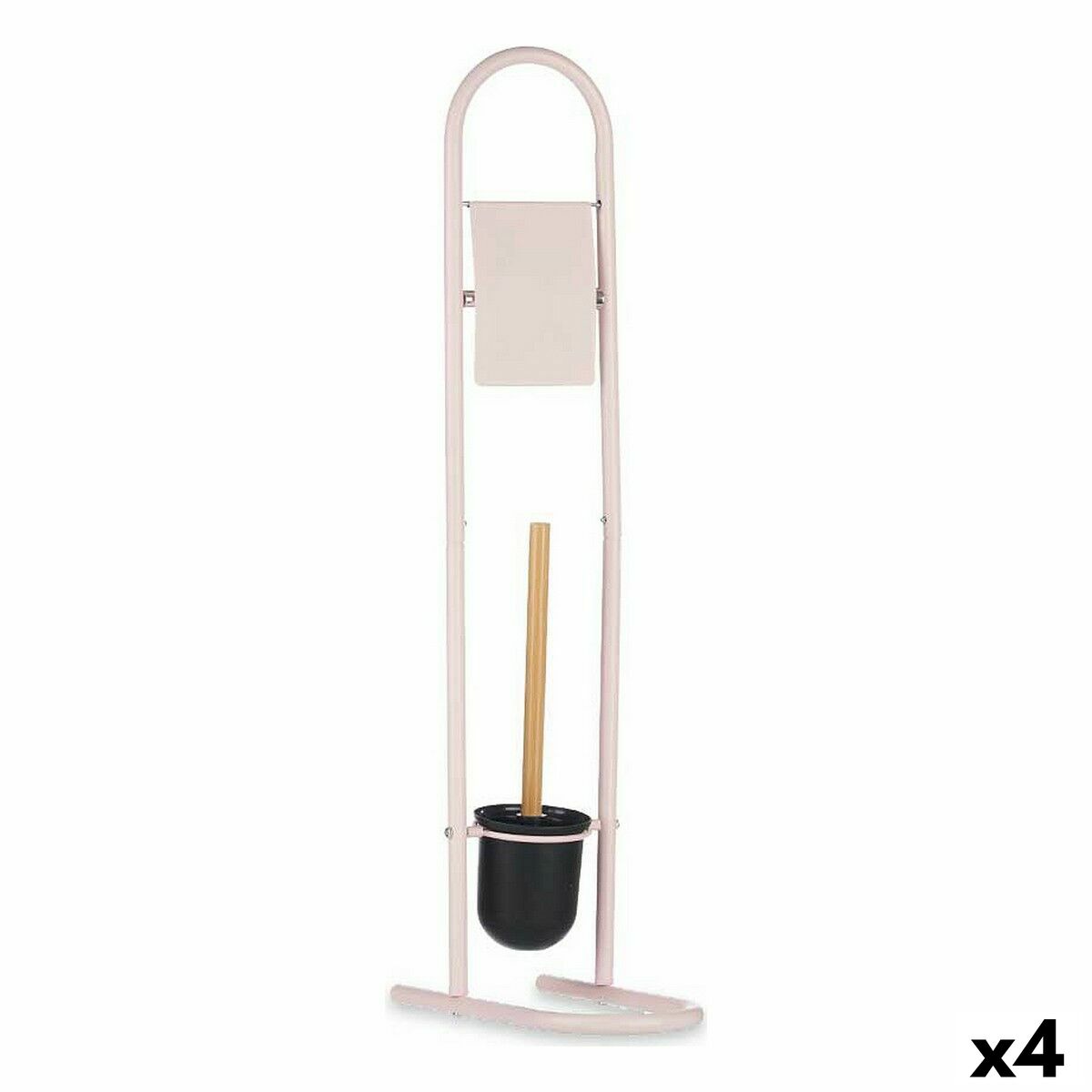 Toalettpappershållare med toalettborste 16 x 28,5 x 80,8 cm Rosa Metall Plast Bambu (4 antal)
