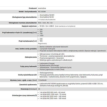 Batteriladdare EverActive NC-1000M Svart/Vit