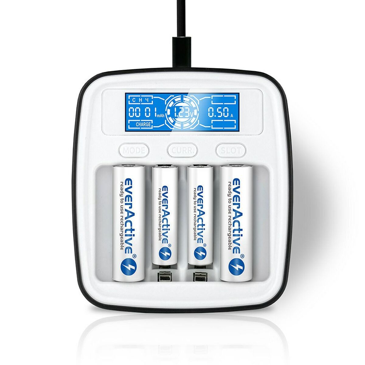 Batteriladdare EverActive NC-1000M Svart/Vit - 5