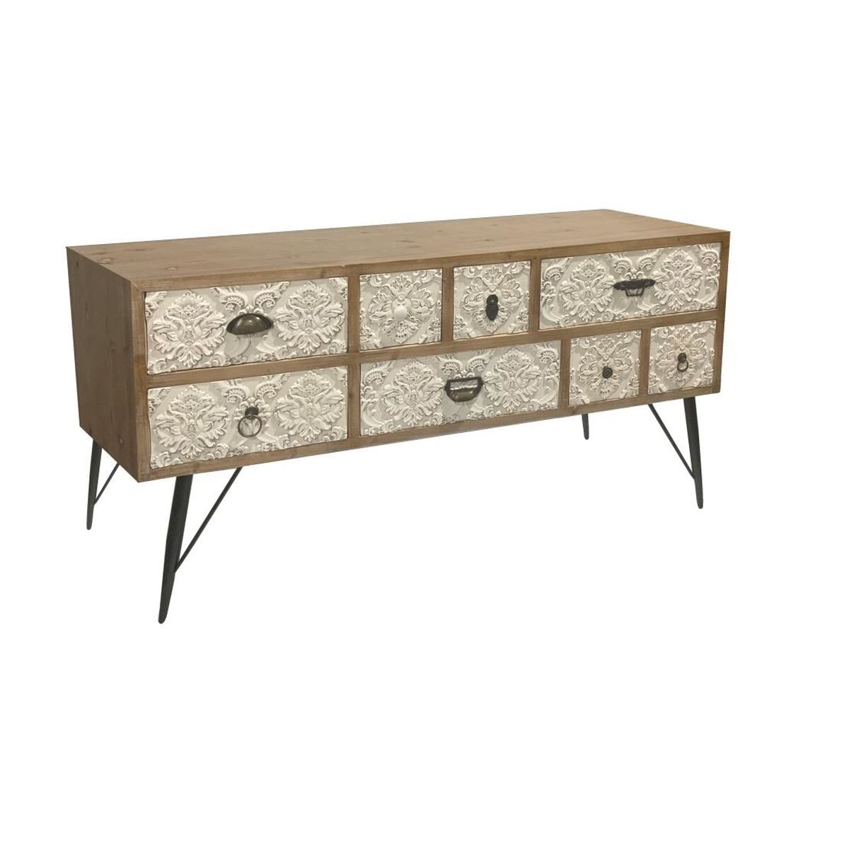 TV-möbler DKD Home Decor 120 x 40 x 61 cm Gran Naturell Metall Vit - 2