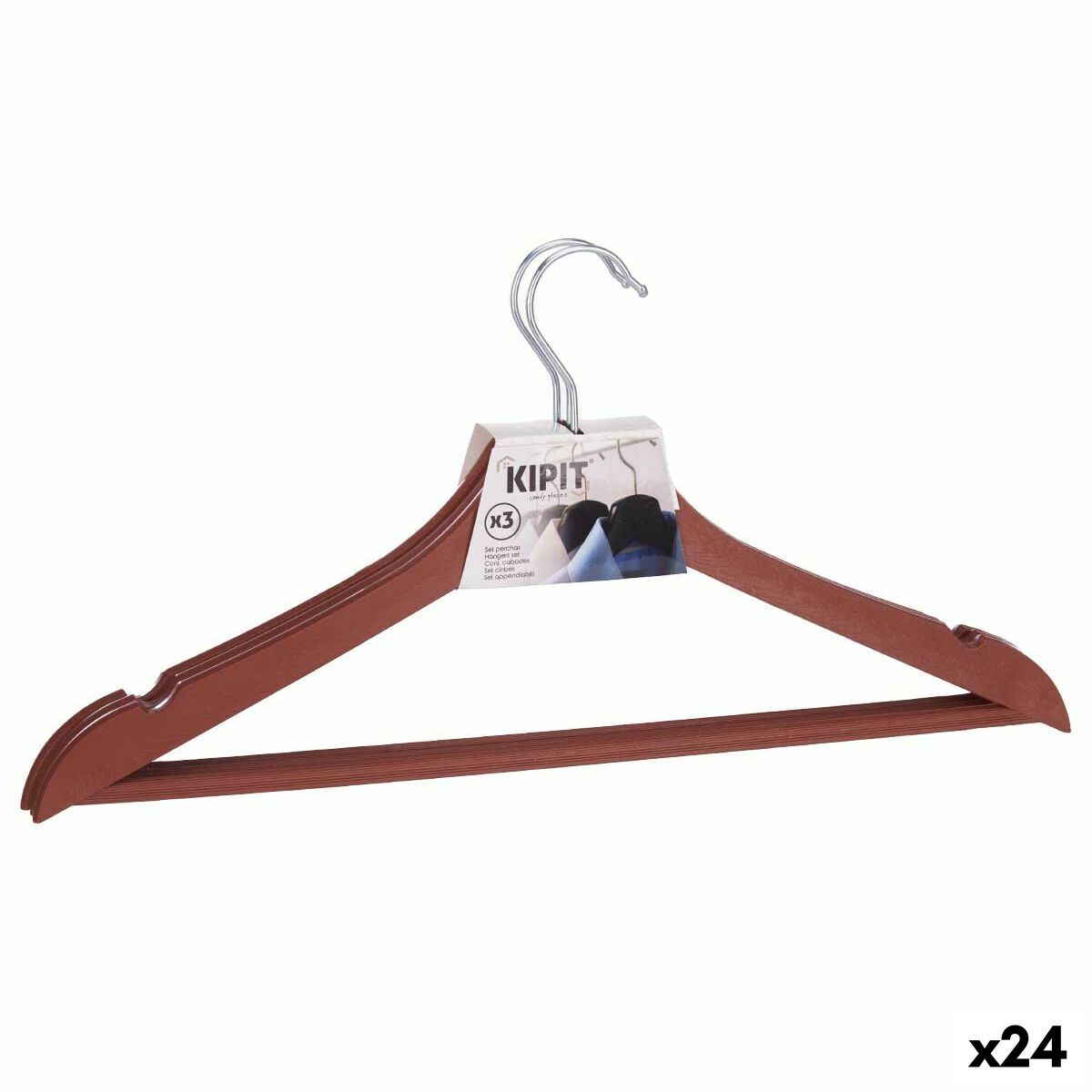 Klädhängarset Kipit 2601880-6 Brun Plast 21,3 x 3 x 44 cm (24 antal)