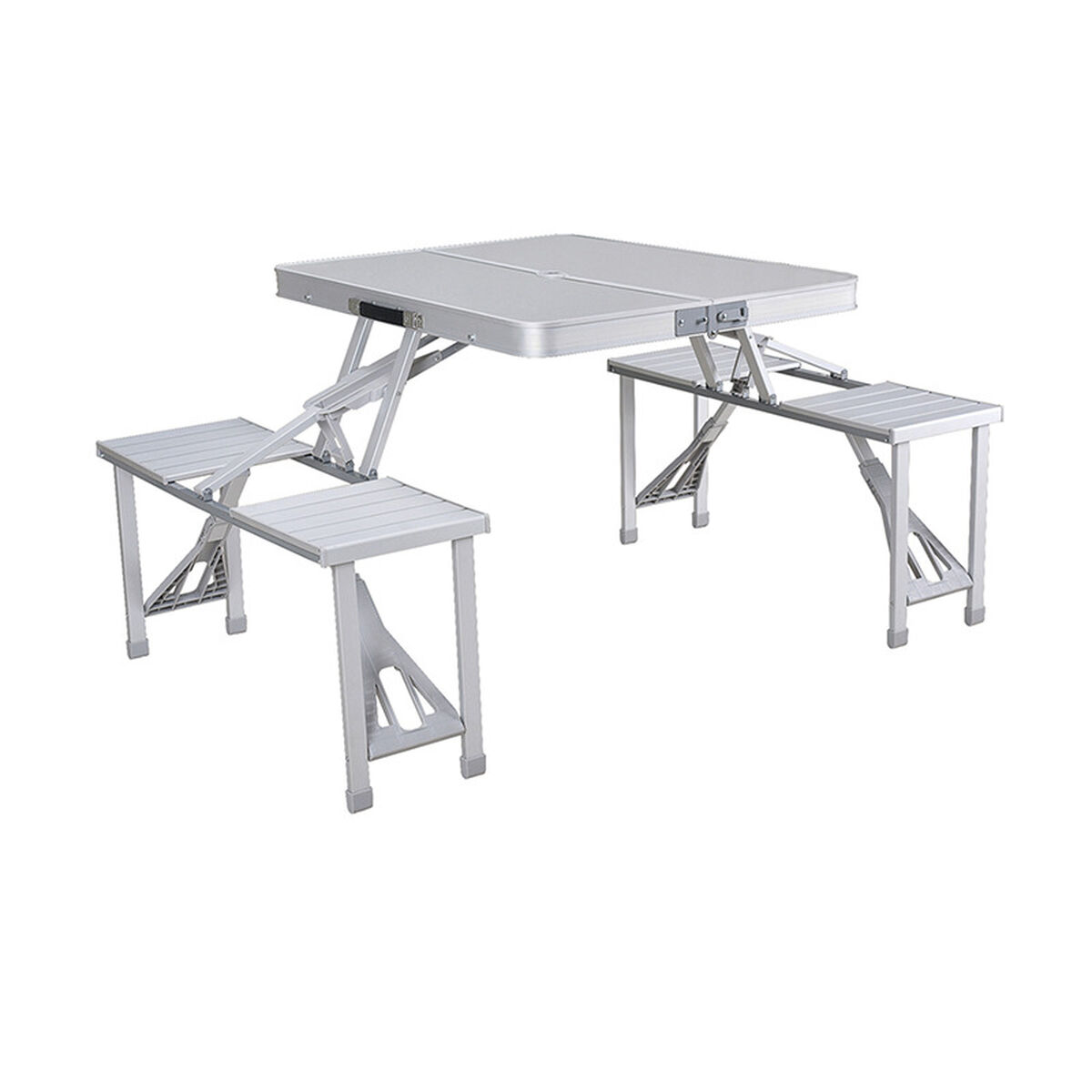 Marbueno bordssats med 4 stolar och parasollhål Aluminium Grå Camping och strand 136x85x67 cm 10439 - 2