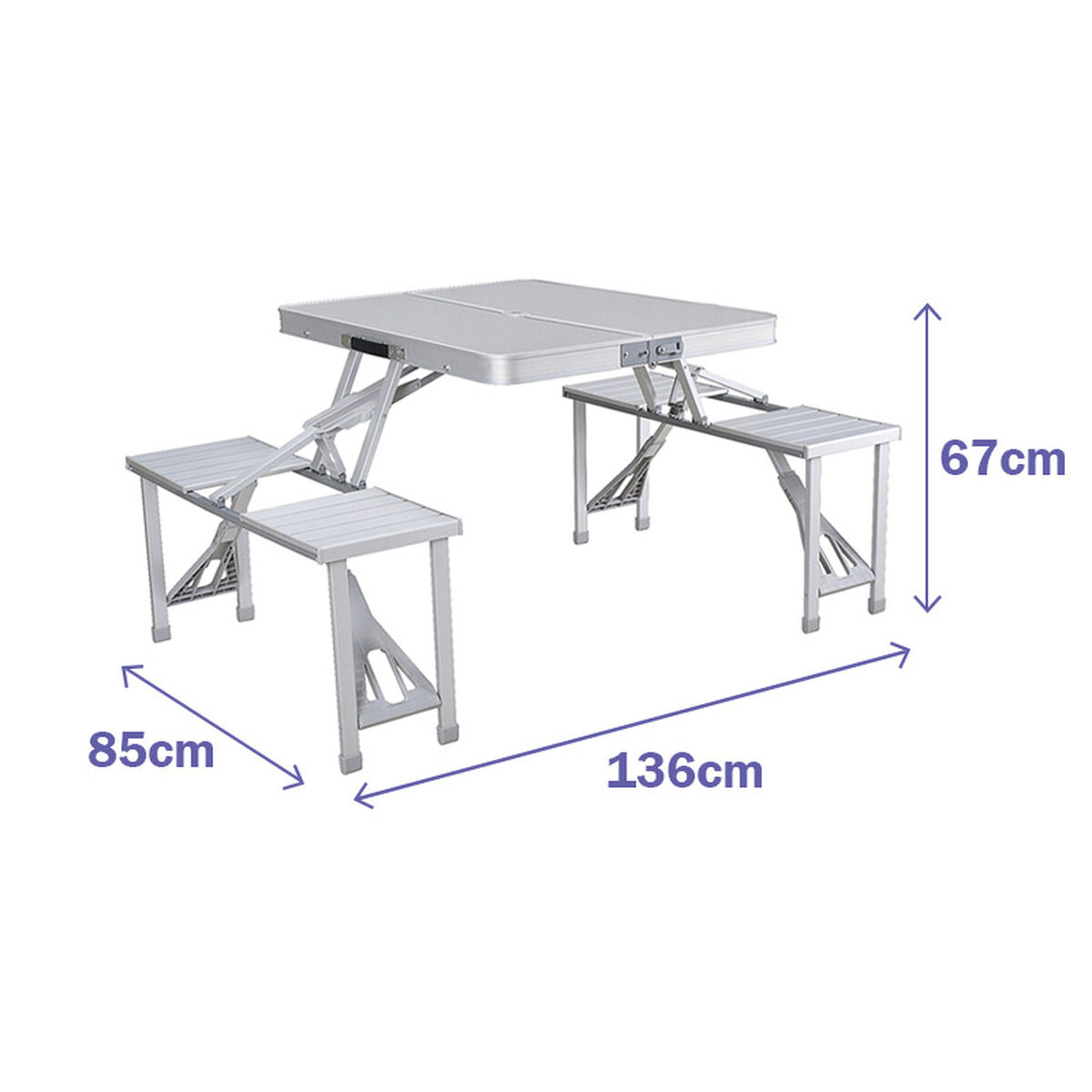 Marbueno bordssats med 4 stolar och parasollhål Aluminium Grå Camping och strand 136x85x67 cm 10439 - 3