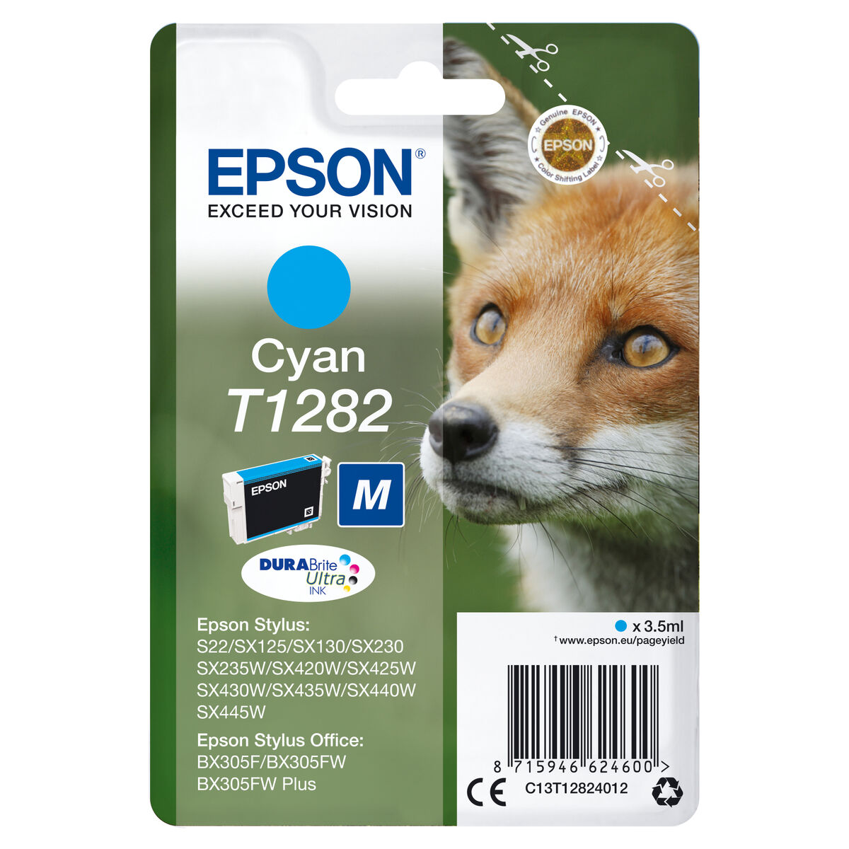 Original Bläckpatron Epson C13T12824012 Turkos
