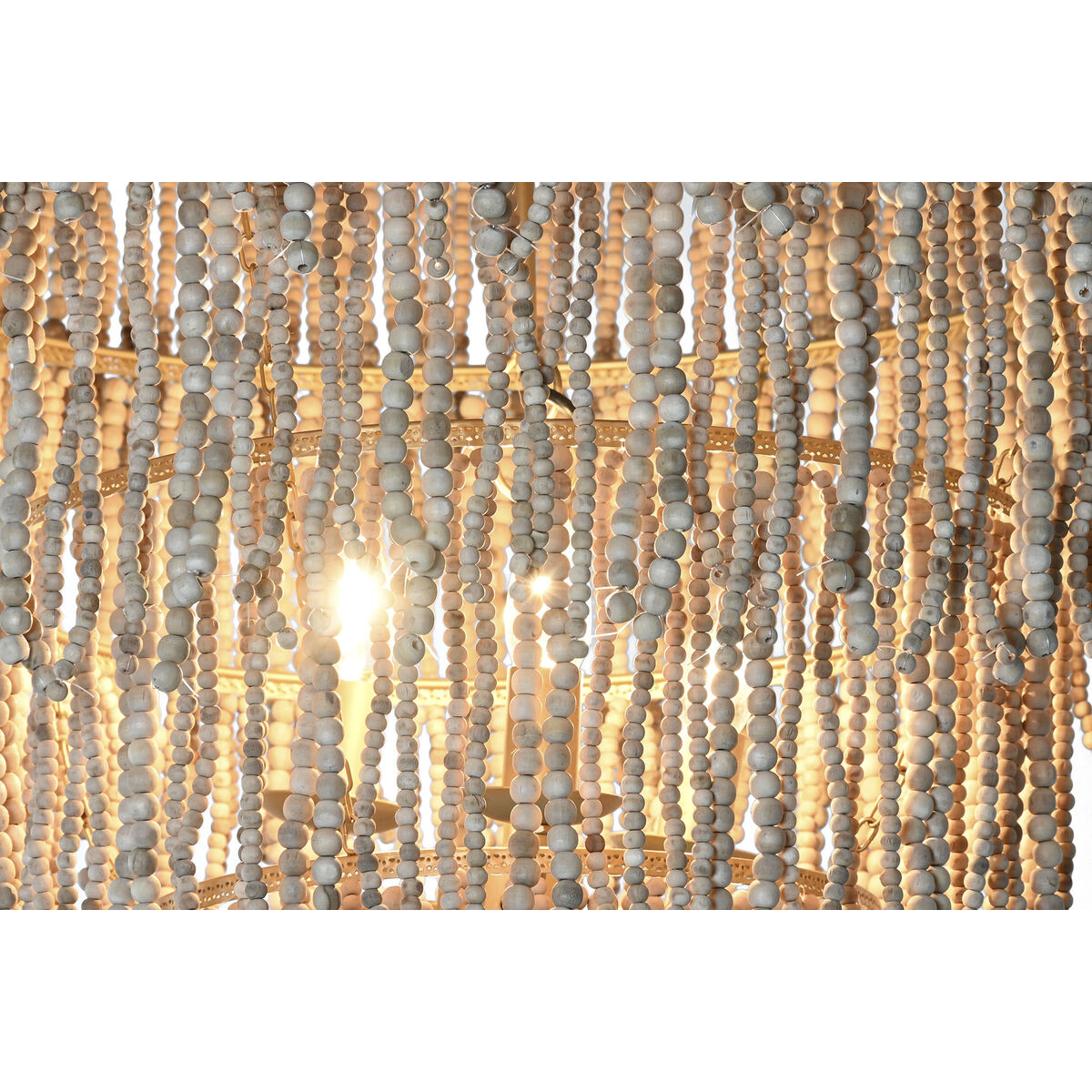 Taklampa Home ESPRIT Gyllene Naturell Trä Metall 70 x 70 x 157 cm - 2