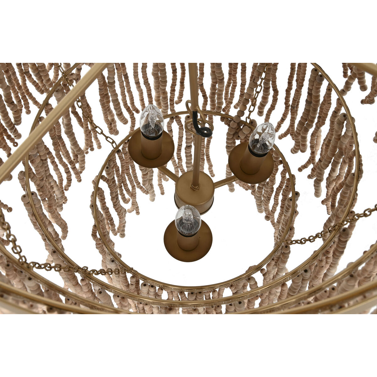 Taklampa Home ESPRIT Gyllene Naturell Trä Metall 70 x 70 x 157 cm - 6