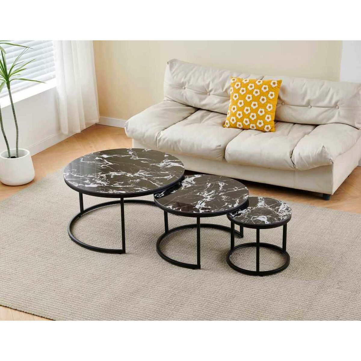 Sidobord Home ESPRIT Svart 80 x 80 x 1 cm - 2