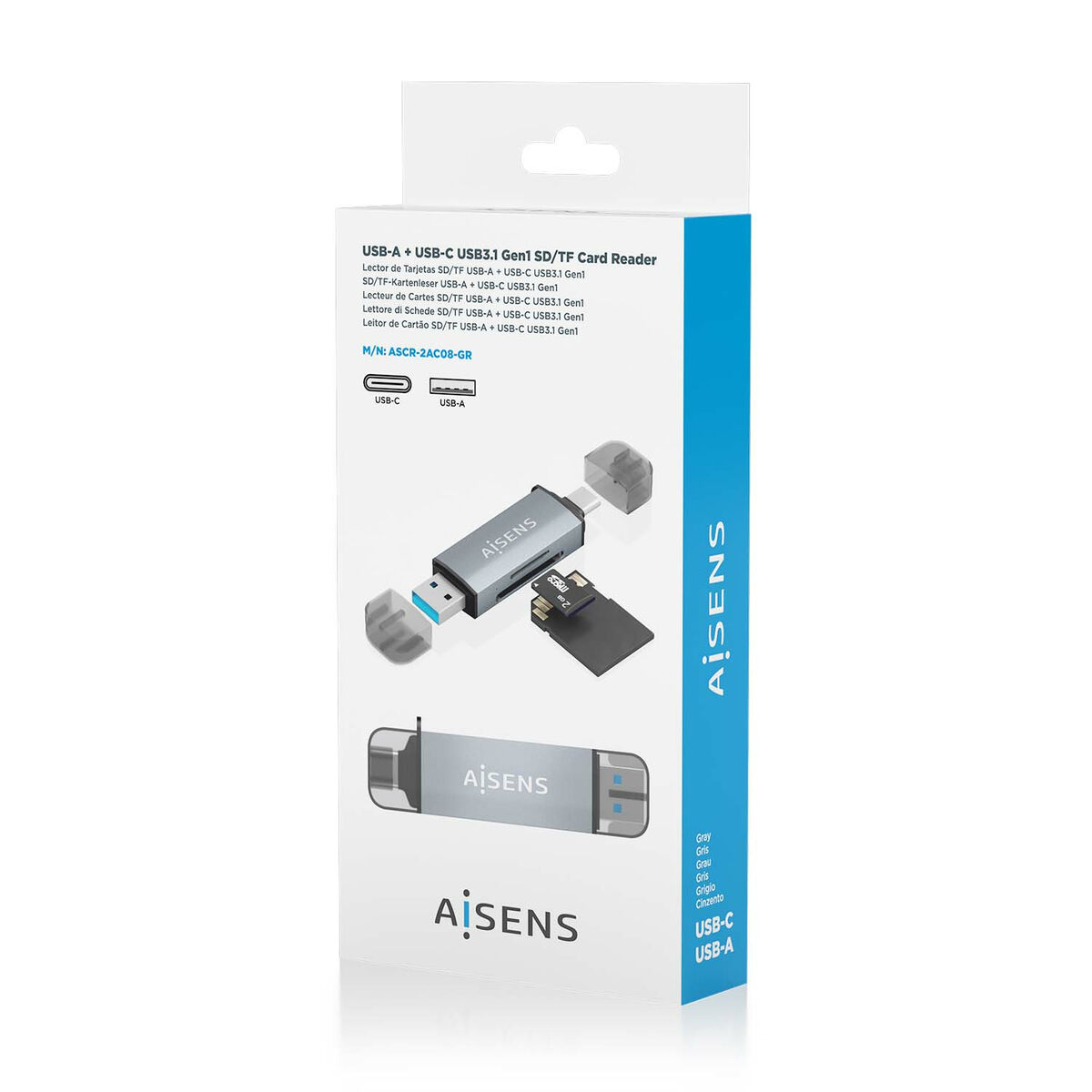 Extern Kortläsare Aisens ASCR-2AC08-GR Grå - 2